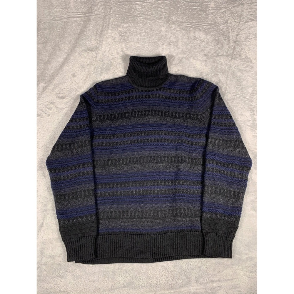 Club Monaco Turtleneck Aztec Sweater Mens L Gray Blue Pullover Multicolor